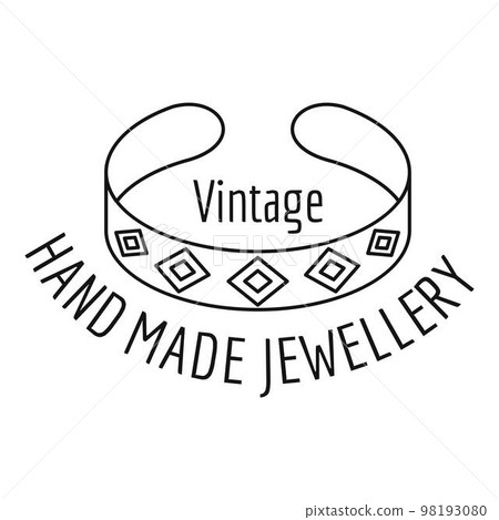 Vintage hand made jewellery logo. Outline illustration of vintage hand made jewellery vector logo for web design isolated on white background Vintage hand made jewellery logo. Outline illustration of vintage hand made jewellery vector logo for web design isolated on white background 98193080