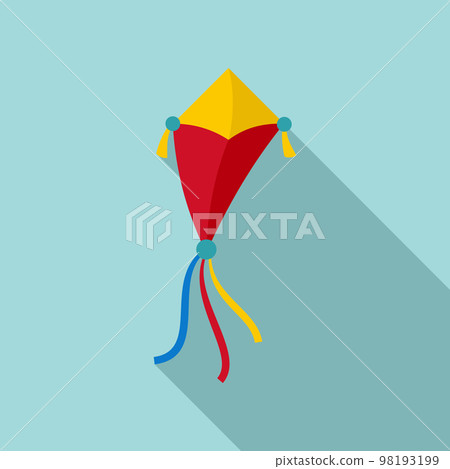 Ribbon kite icon. Flat illustration of ribbon kite vector icon for web design Ribbon kite icon. Flat illustration of ribbon kite vector icon for web design 98193199