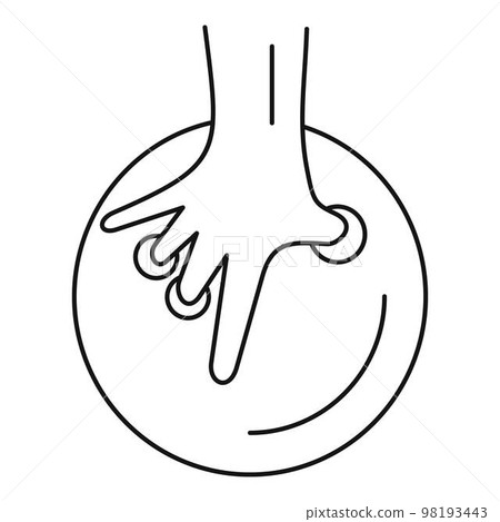 Hand take a bowling ball icon. Outline hand take a bowling ball vector icon for web design isolated on white background Hand take a bowling ball icon. Outline hand take a bowling ball vector icon for web design isolated on white background 98193443