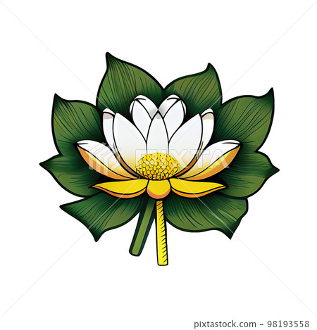 Elegant Lotus flower illustration cartoon sticker, symbolizes purity. Elegant Lotus flower illustration cartoon sticker, symbolizes purity. 98193558