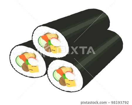 3 rolls of futomaki sushi 3 rolls of futomaki sushi 98193792