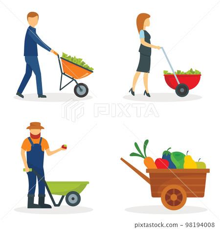 Wheelbarrow garden plant yard banner concept set. Flat illustration of 4 Wheelbarrow garden plant yard vector banner horizontal concepts for web. Wheelbarrow garden plant yard banner concept set. Flat illustration of 4 Wheelbarrow garden plant yard vector banner horizontal concepts for web. 98194008