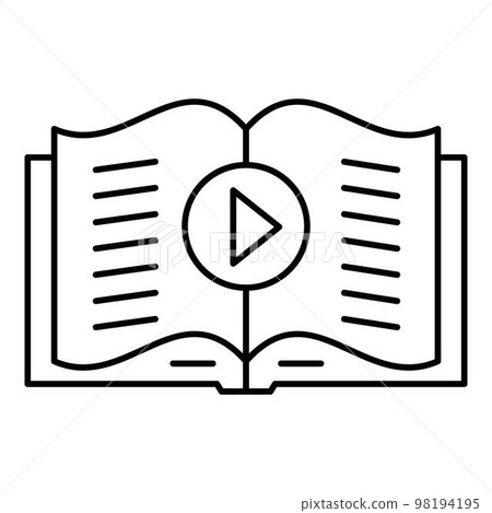 Audio book play icon. Outline illustration of audio book play vector icon for web design isolated on white background 98194195