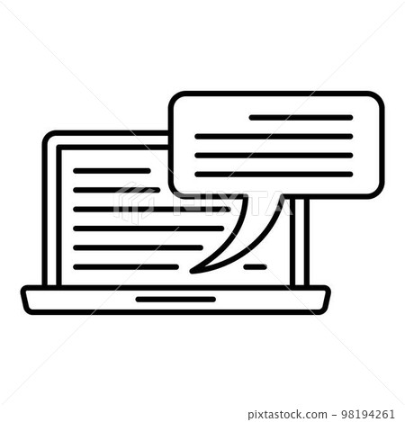 Laptop chatting icon. Outline illustration of laptop chatting vector icon for web design isolated on white background 98194261