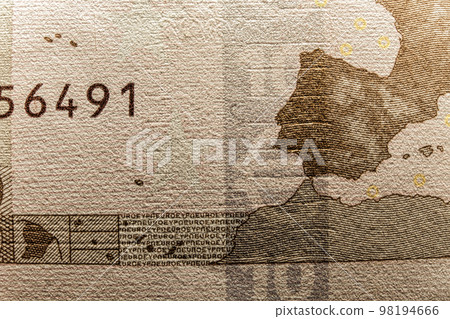 Serial number, microprint and hologram watermark - Money currency seal, temper-proof counterfeits authenticity protection against forgery of euro 98194666