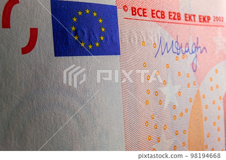 Money currency seal, temper-proof counterfeits authenticity protection against forgery of euro 98194668