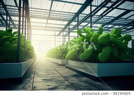 growing vegetables and horticultural crops through hydroponics in a modern high-tech farm growing vegetables and horticultural crops through hydroponics in a modern high-tech farm 98194805