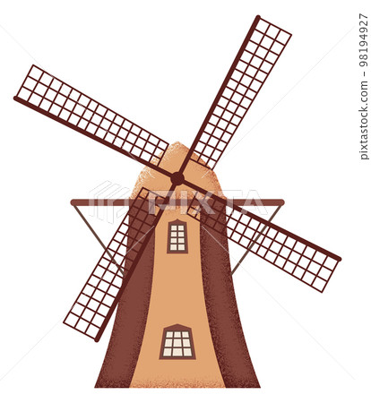 Rural windmill icon. Countryside farm textured building 98194927