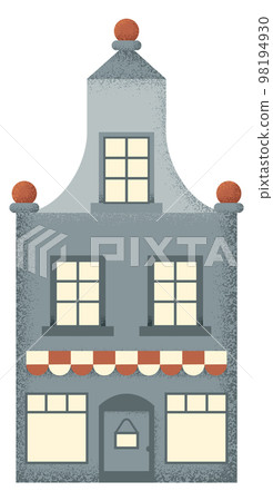 Old house facade. Ancient street building textured icon Old house facade. Ancient street building textured icon 98194930