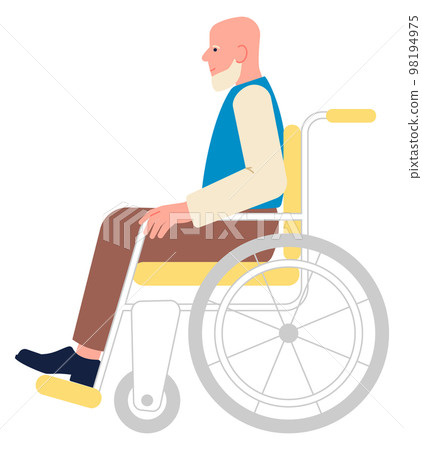 Old man sit in wheelchair. Senior patient character Old man sit in wheelchair. Senior patient character 98194975