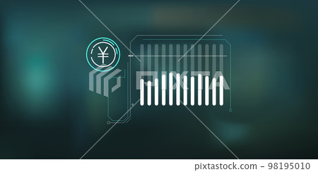 Abstract infographics about the stability of the yen price. Abstract infographics about the stability of the yen price. 98195010