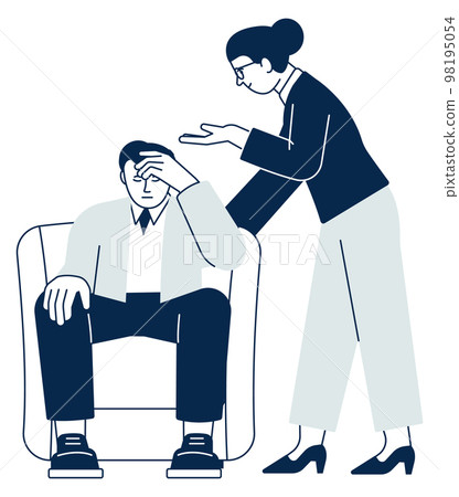 Therapy session. Psychological conversation. Man sit in armchair Therapy session. Psychological conversation. Man sit in armchair 98195054
