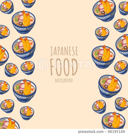 cartoon udon, japanese food frame border background 98195189
