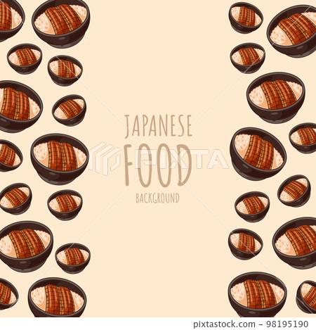 cartoon unadon, japanese food frame border background 98195190