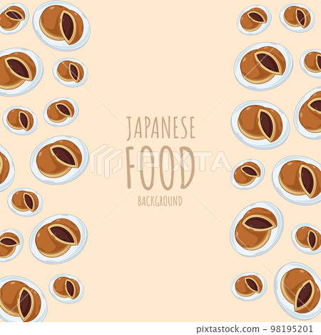 cartoon dorayaki, japanese food frame border background 98195201