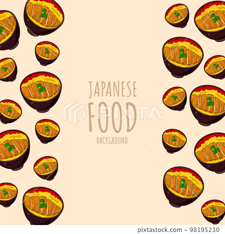 cartoon katsudon, japanese food frame border background 98195210