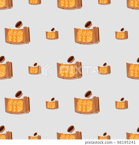 cartoon gyoza, japanese food seamless pattern on colorful background 98195241