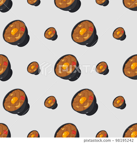 cartoon gyudon, japanese food seamless pattern on colorful background cartoon gyudon, japanese food seamless pattern on colorful background 98195242