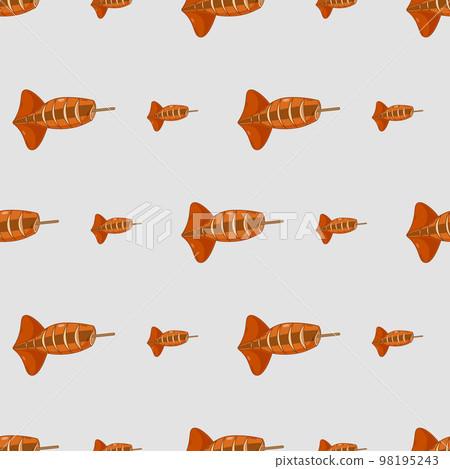 cartoon ikayaki, japanese food seamless pattern on colorful background 98195243