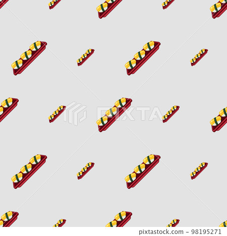 cartoon egg, japanese food seamless pattern on colorful background 98195271