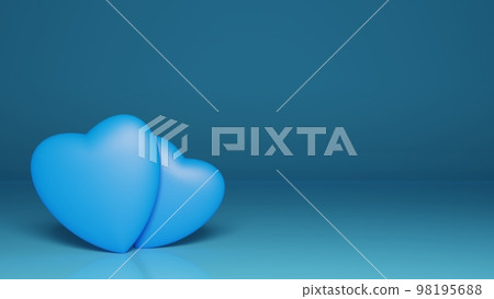 2 Blue Rotated Hearts Background. Valentine's Day Concept. 3D illustration 2 Blue Rotated Hearts Background. Valentine's Day Concept. 3D illustration 98195688