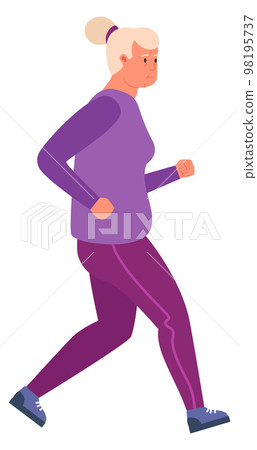 Jogging old woman. Senior running. Active lifestyle 98195737