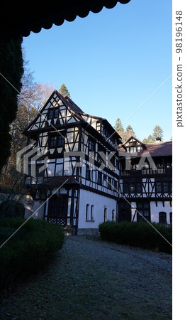 Sinaia, Romania. Typical architecture with german influence in the city from Carpathian Mountains 98196148