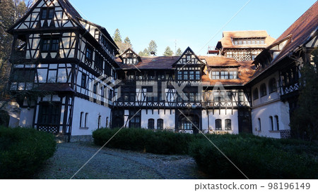 Sinaia, Romania. Typical architecture with german influence in the city from Carpathian Mountains 98196149