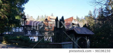 Sinaia, Romania. Typical architecture with german influence in the city from Carpathian Mountains Sinaia, Romania. Typical architecture with german influence in the city from Carpathian Mountains 98196150