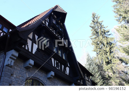 Sinaia, Romania. Typical architecture with german influence in the city from Carpathian Mountains Sinaia, Romania. Typical architecture with german influence in the city from Carpathian Mountains 98196152