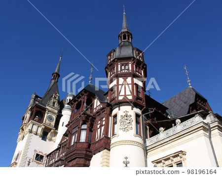 Peles castle Sinaia at sunny day at Transylvania, Romania protected by Unesco World Heritage Site 98196164