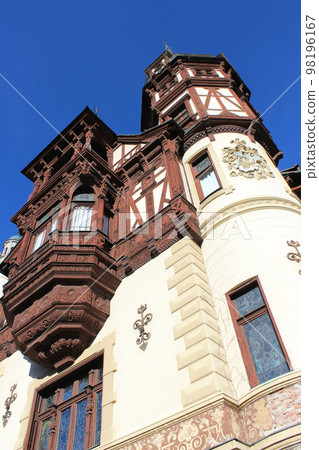 Peles castle Sinaia at sunny day at Transylvania, Romania protected by Unesco World Heritage Site Peles castle Sinaia at sunny day at Transylvania, Romania protected by Unesco World Heritage Site 98196167