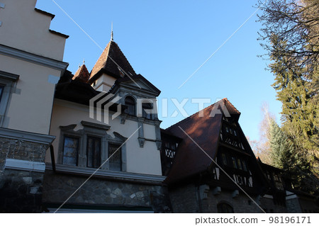 Sinaia, Romania. Typical architecture with german influence in the city from Carpathian Mountains 98196171