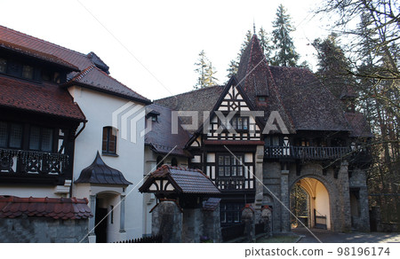 Sinaia, Romania. Typical architecture with german influence in the city from Carpathian Mountains 98196174