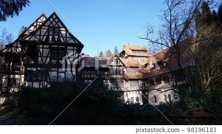 Sinaia, Romania. Typical architecture with german influence in the city from Carpathian Mountains Sinaia, Romania. Typical architecture with german influence in the city from Carpathian Mountains 98196181
