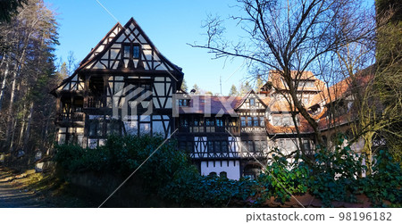 Sinaia, Romania. Typical architecture with german influence in the city from Carpathian Mountains 98196182