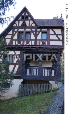 Sinaia, Romania. Typical architecture with german influence in the city from Carpathian Mountains Sinaia, Romania. Typical architecture with german influence in the city from Carpathian Mountains 98196183