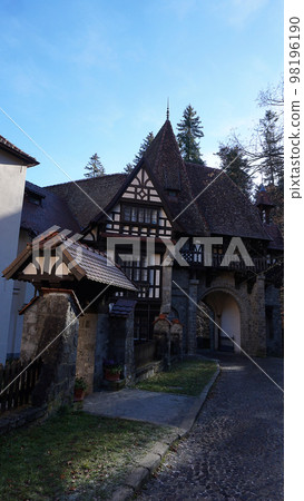 Sinaia, Romania. Typical architecture with german influence in the city from Carpathian Mountains Sinaia, Romania. Typical architecture with german influence in the city from Carpathian Mountains 98196190