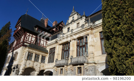 Peles castle Sinaia at sunny day at Transylvania, Romania protected by Unesco World Heritage Site 98196200