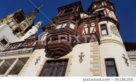 Peles castle Sinaia at sunny day at Transylvania, Romania protected by Unesco World Heritage Site 98196208
