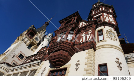 Peles castle Sinaia at sunny day at Transylvania, Romania protected by Unesco World Heritage Site 98196209