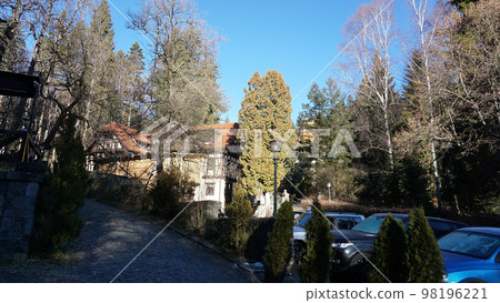 Sinaia, Romania. Typical architecture with german influence in the city from Carpathian Mountains 98196221