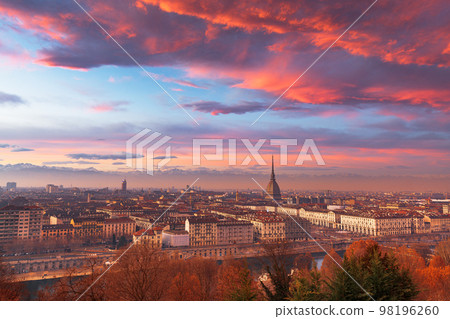 Turin, Piedmont, Italy skyline with the Mole Antonelliana 98196260