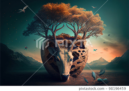 mythical nature abstraction. Generative AI 98196459