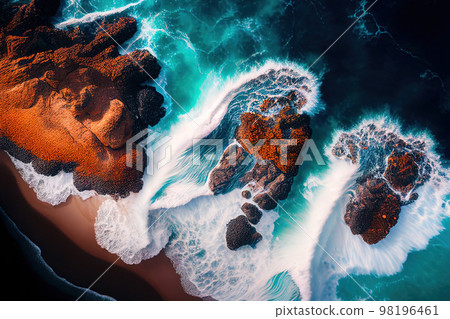 top view of the sea. Generative AI 98196461