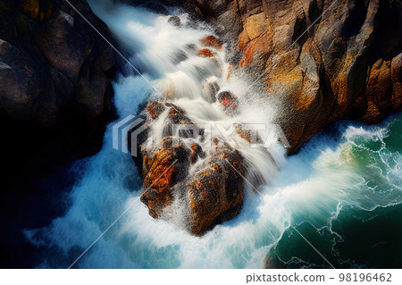 top view of the sea. Generative AI 98196462