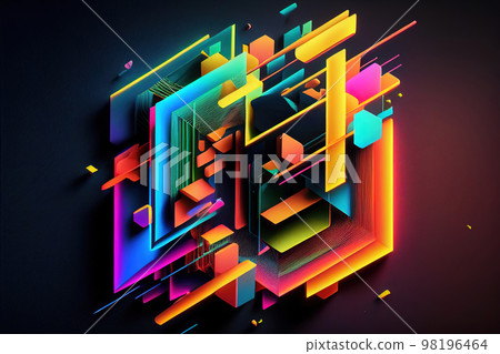 neon abstract. neon lines multicolored. realistic 3d render. Generative AI 98196464