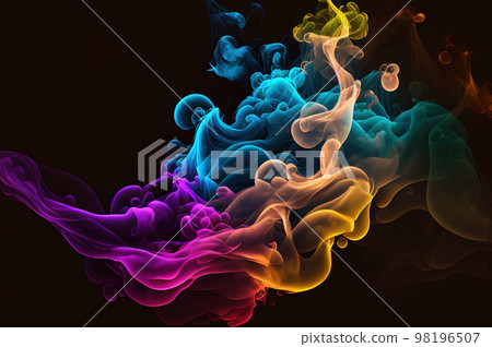 colorful neon strings. neon smoke. 3D rendering. Generative AI 98196507