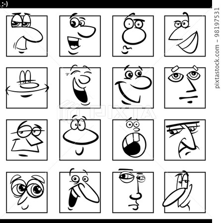 comic faces and expressions cartoon illustration set comic faces and expressions cartoon illustration set 98197531