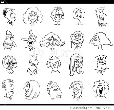 cartoon people characters faces expressions set 98197540